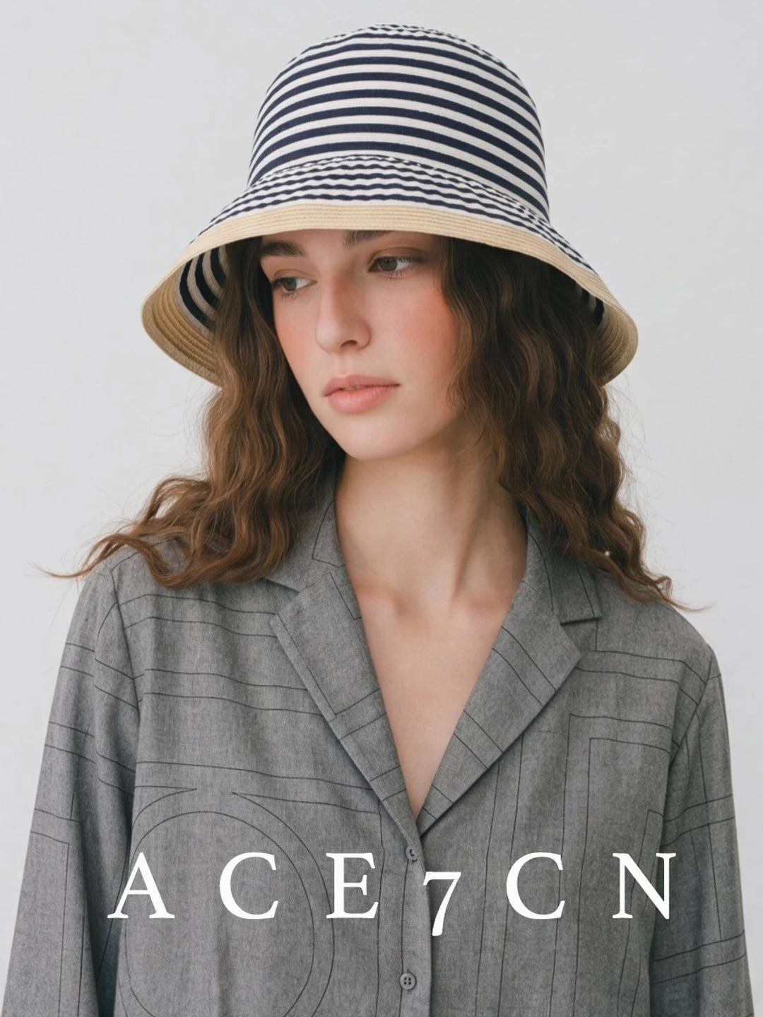 Foldable Portable Bucket Hat Japanese Wide-Brim Striped