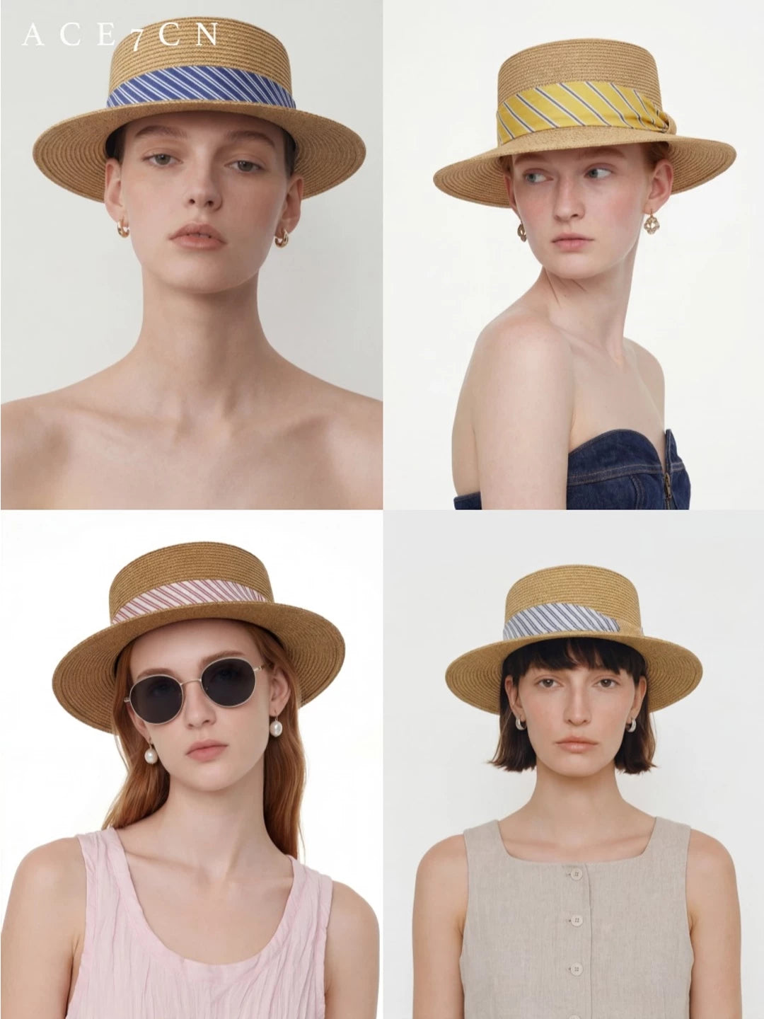 French Vintage Straw-Woven Sun Hat Resort Straw