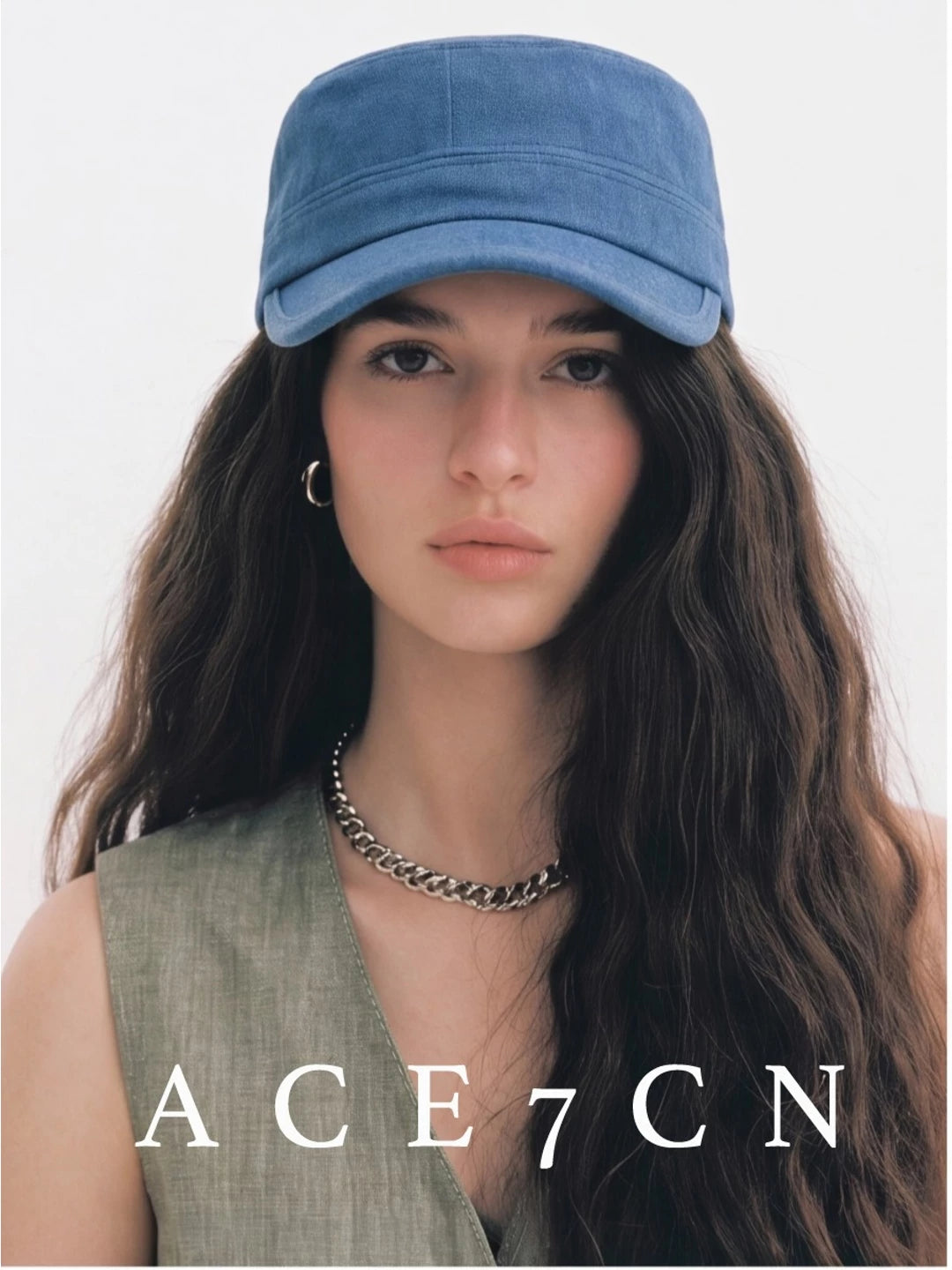 Urban Chic Casual Riding Hat Denim Flat-Top