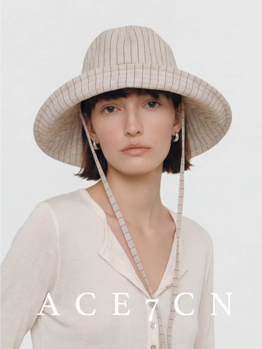 Japanese Niche Bucket Hat Wide-Brim Striped Bucket