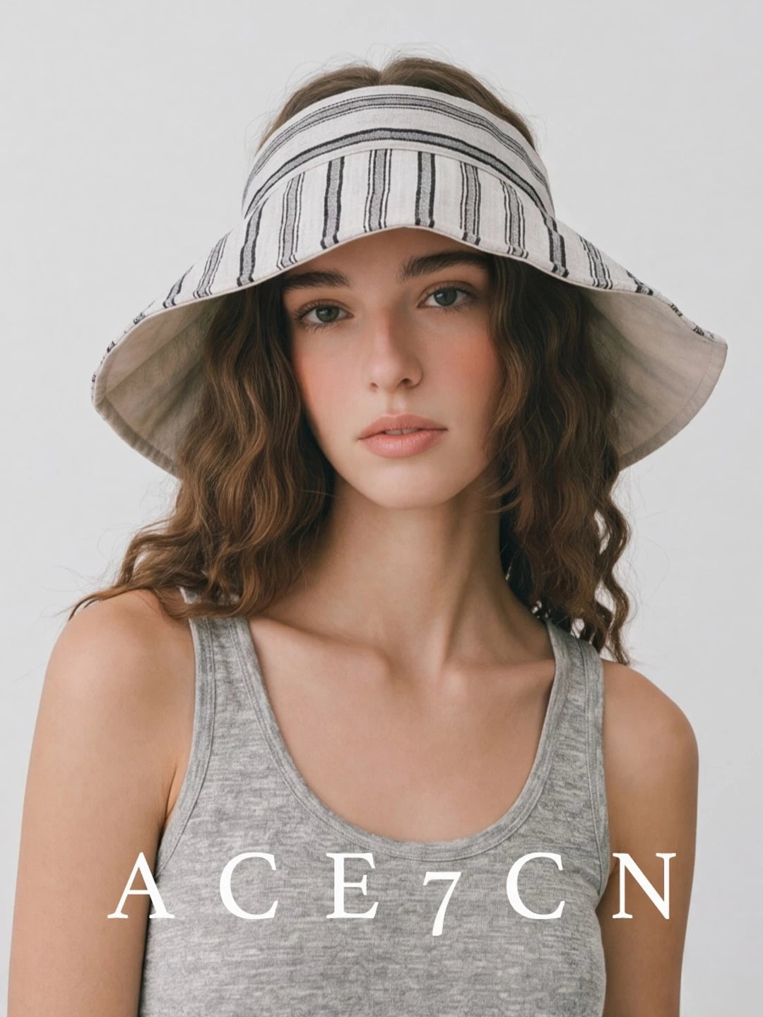 Athleisure Outdoor Sun-Protection Visor Striped Roll-Brim Sun