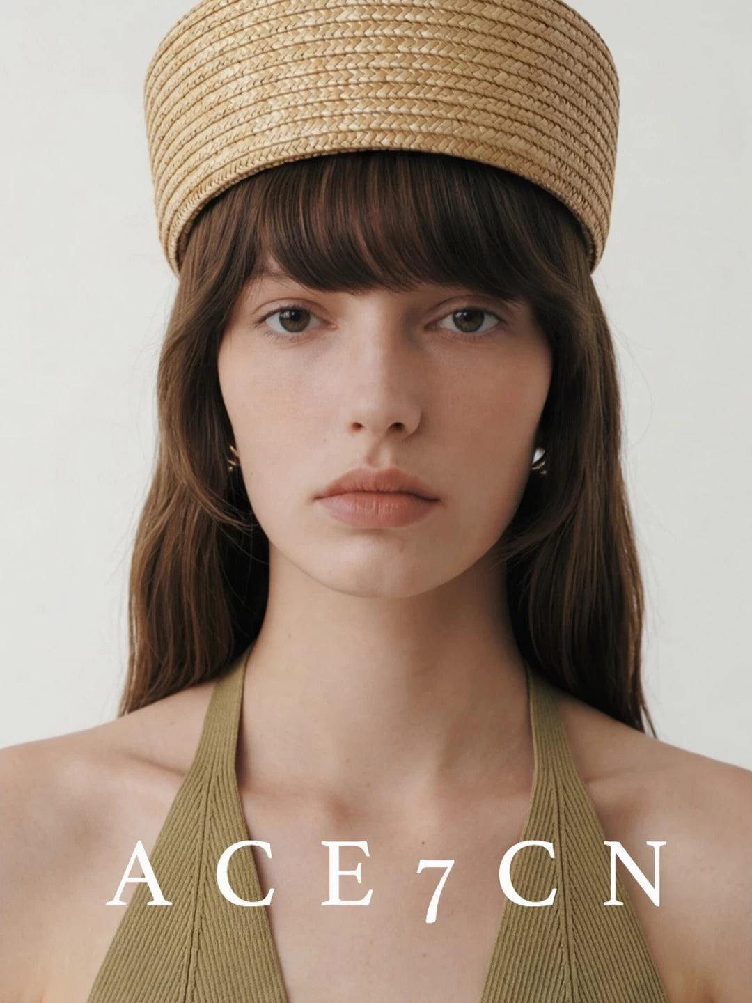 French Vintage Straw-Woven Pillbox Hat Handmade Flat-Top