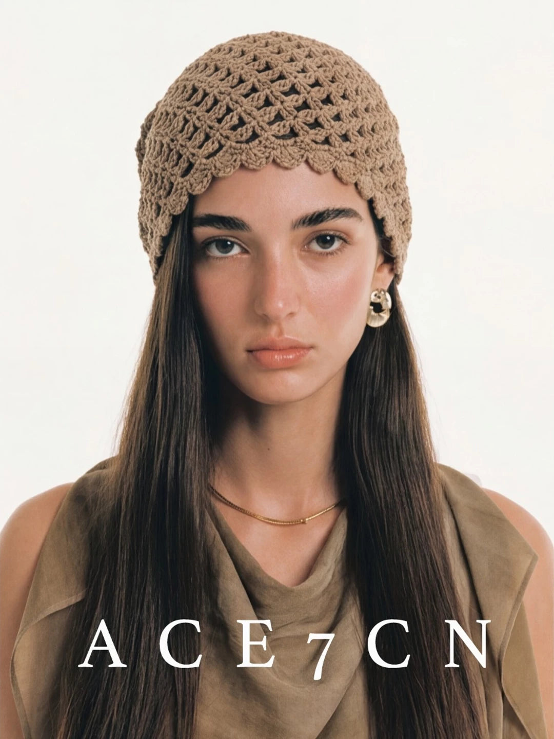 Vintage Elegant Vintage Hand-Crochet Openwork Hat Knit