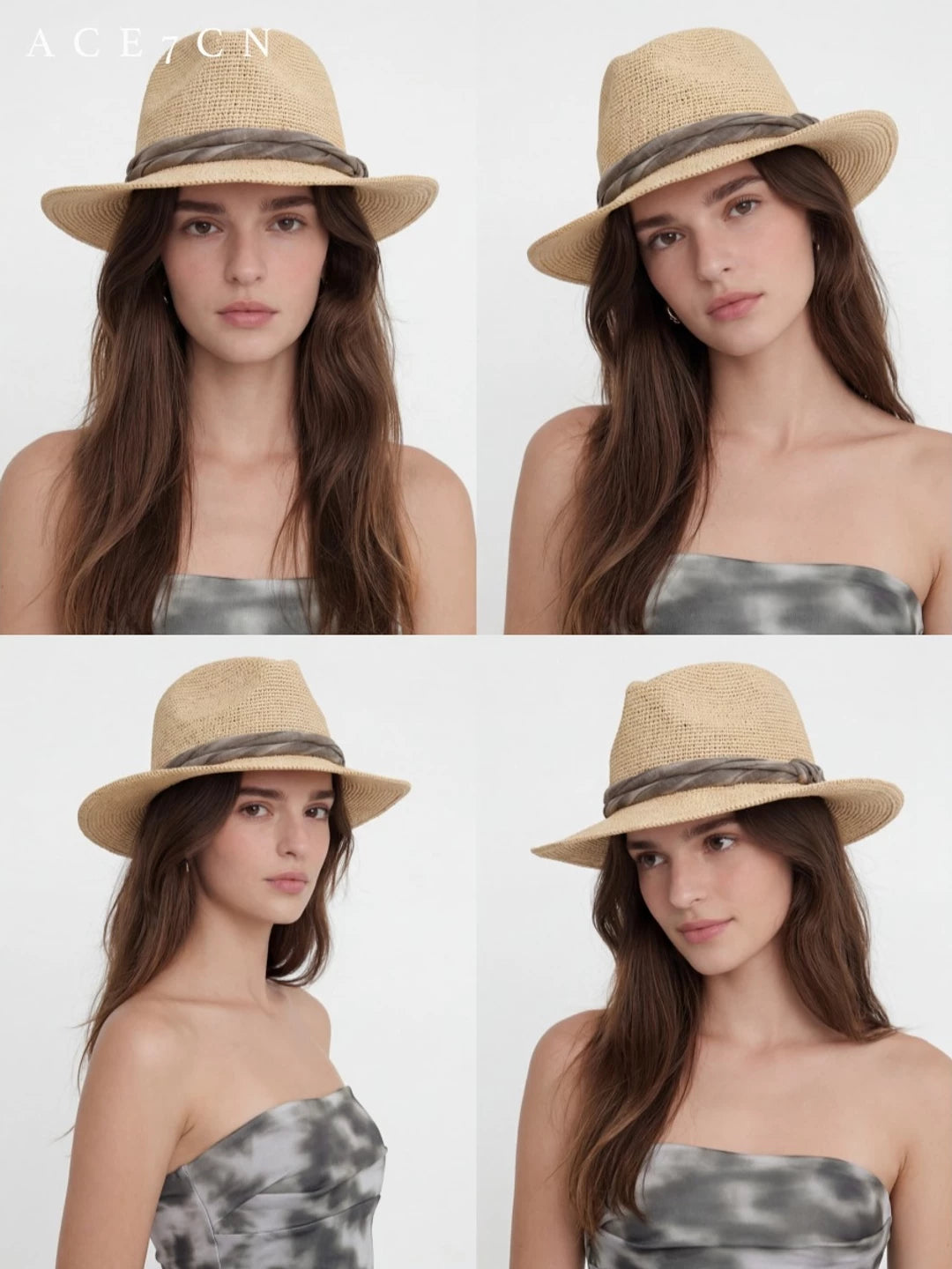 British Chic Hand-Crochet Raffia Straw Hat Handmade