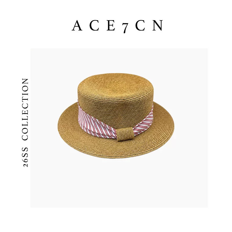 French Vintage Straw-Woven Sun Hat Resort Straw