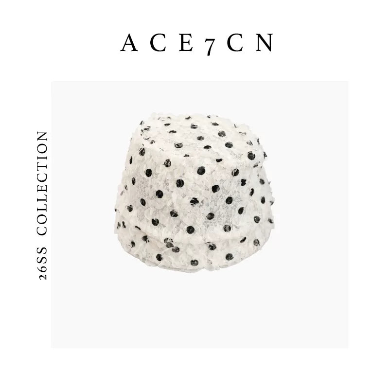 Vintage Elegant Polka-Dot Hat Chic Vintage Pleated