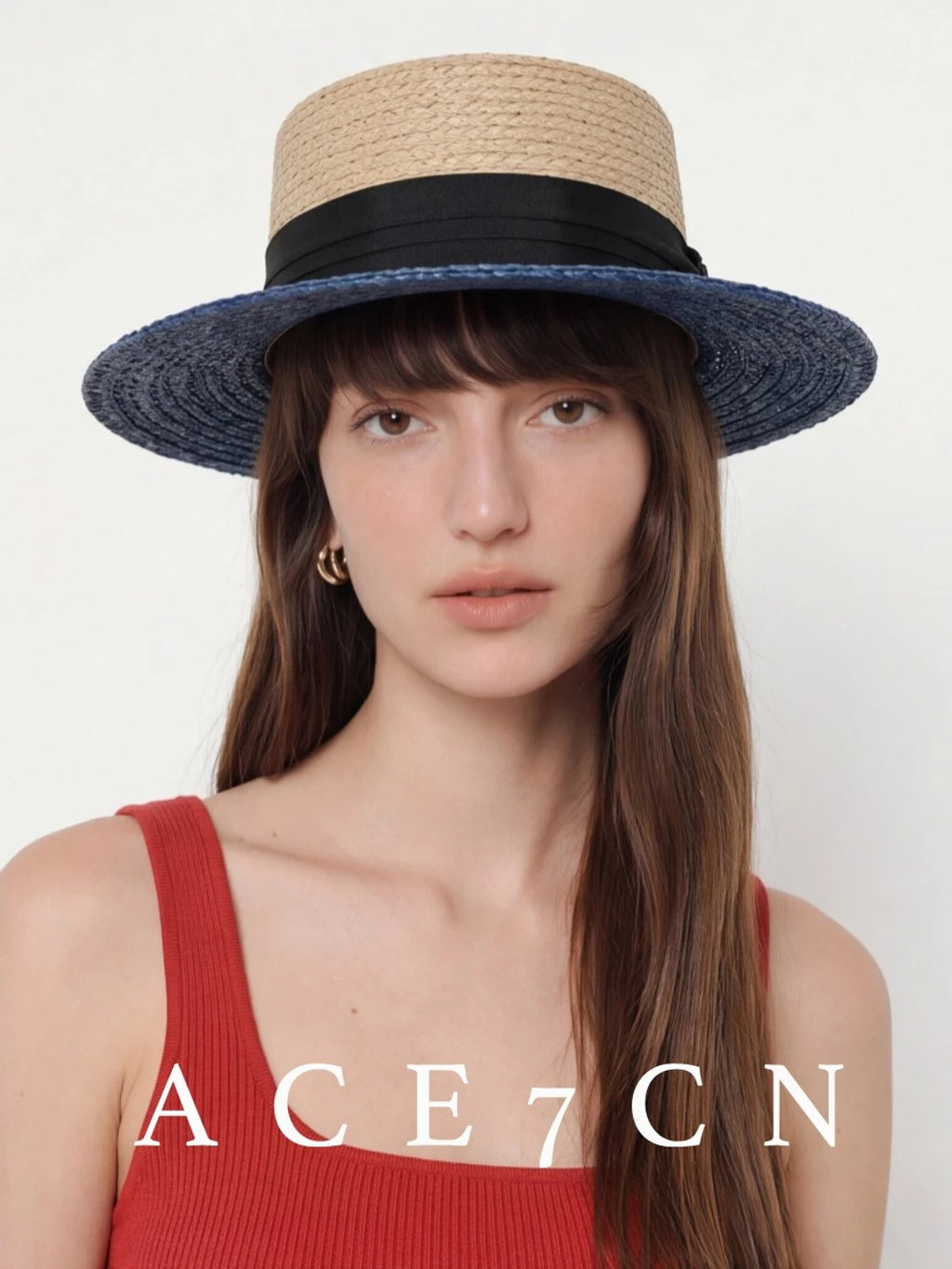 Light-French Raffia Sun Hat Bow Ribbon British