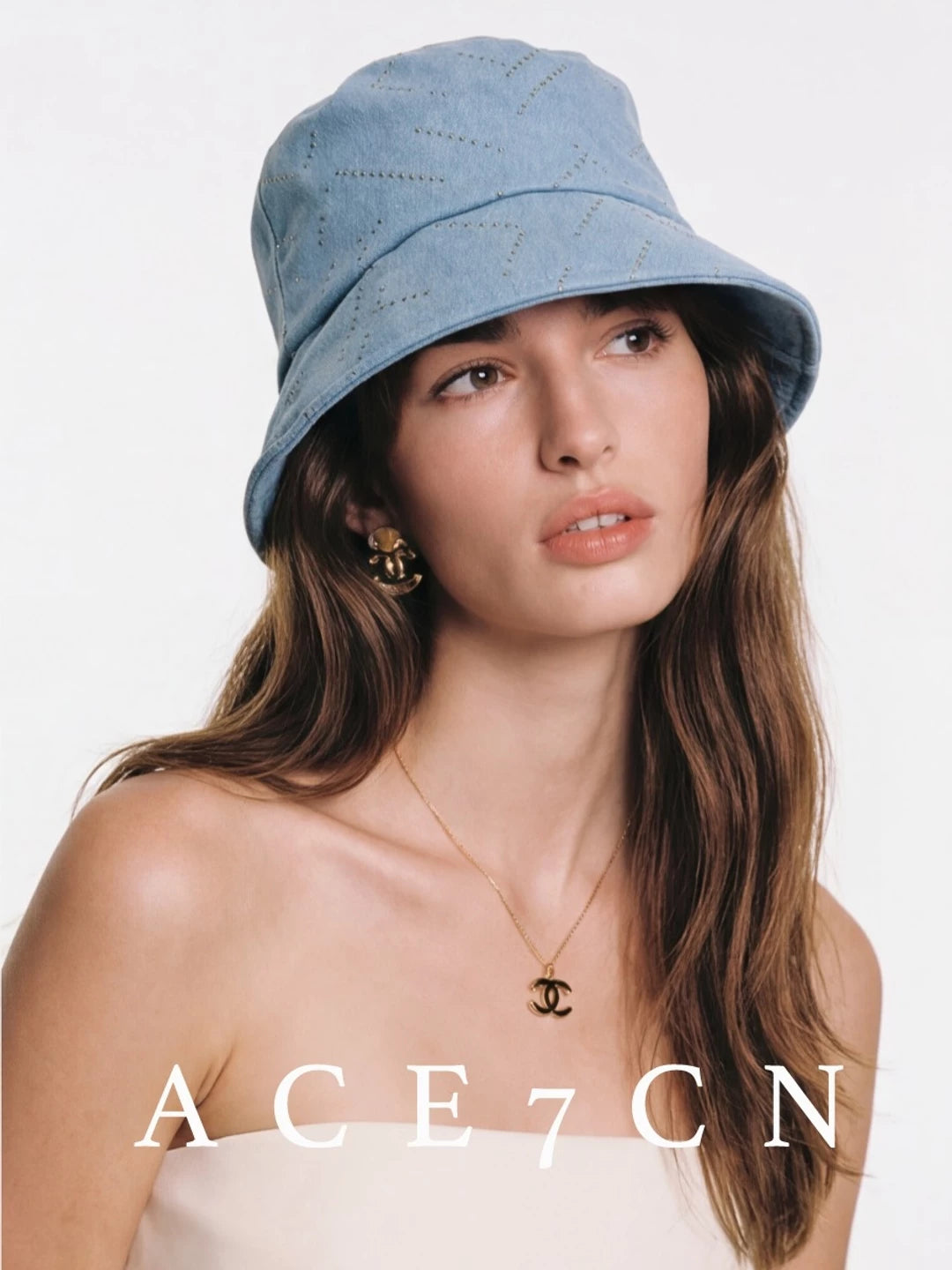 Light-French Denim Bucket Hat Subtle-Glitter Bucket Hat