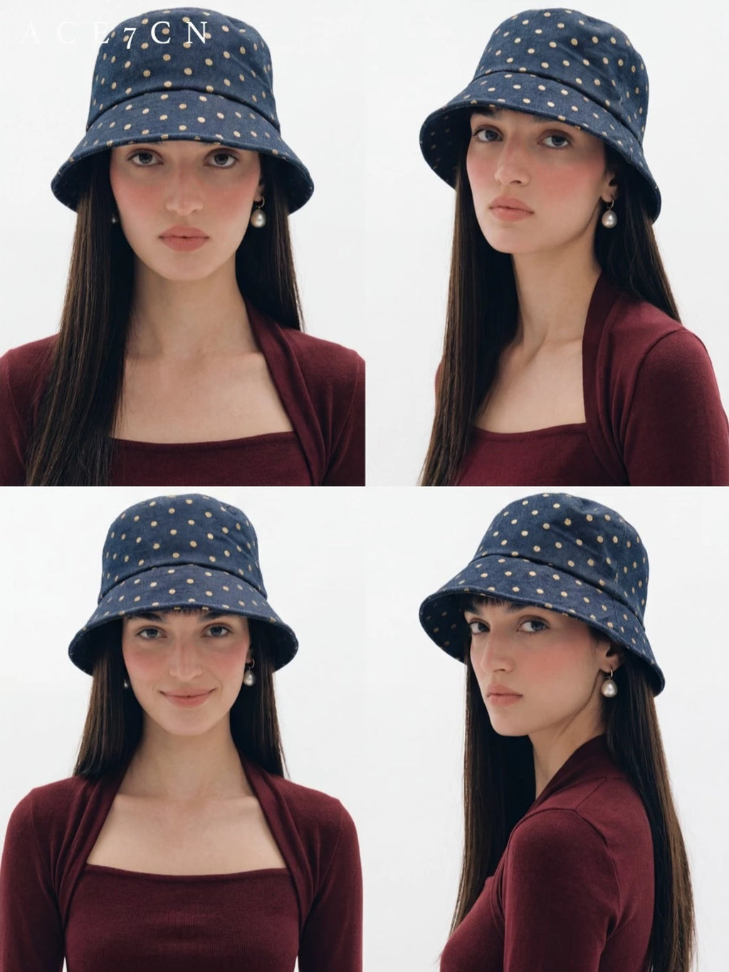 Parisian Polka-Dot Bucket Hat Short-Brim Soft-Top Bucket
