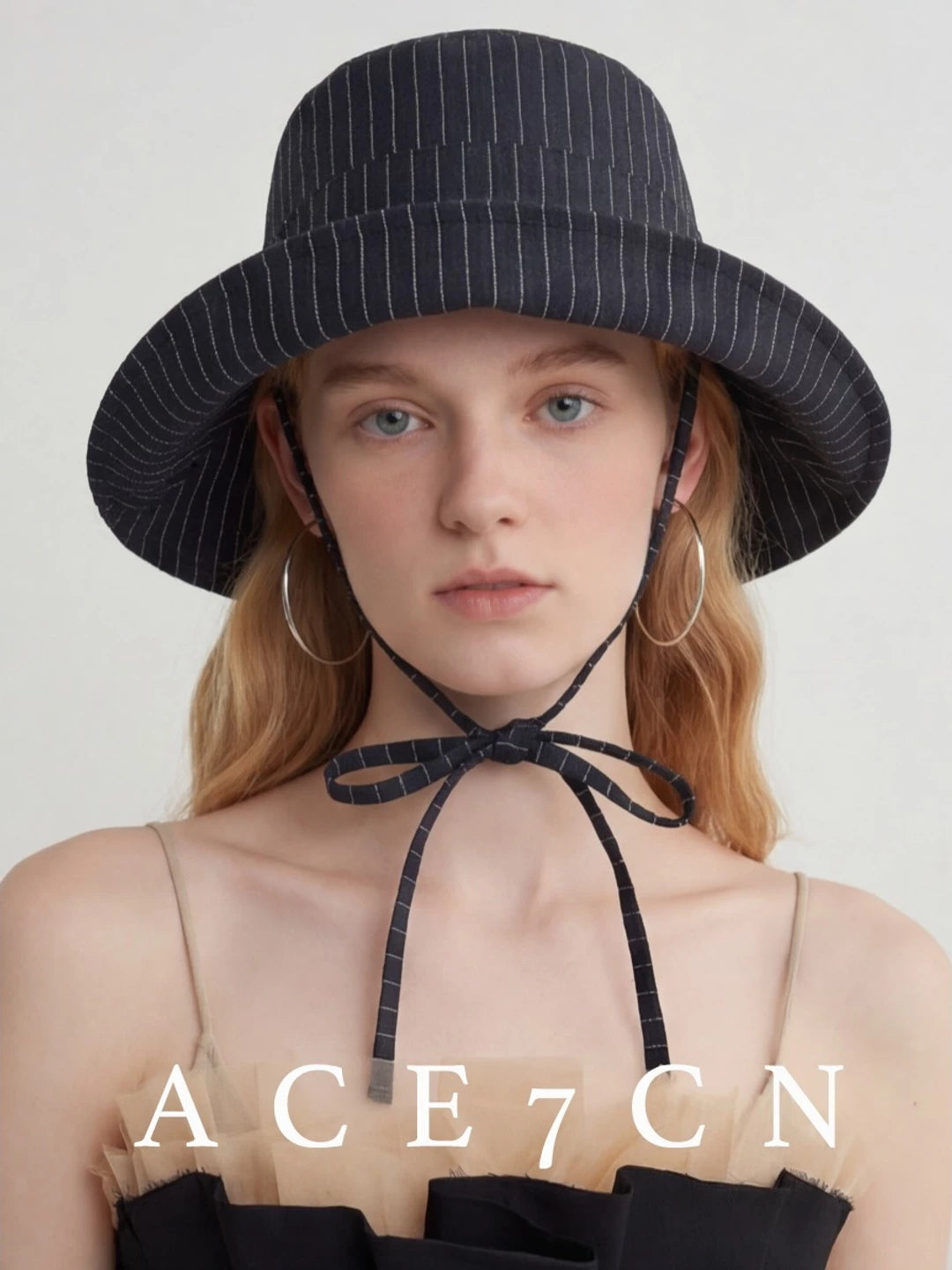Japanese Niche Bucket Hat Wide-Brim Striped Bucket