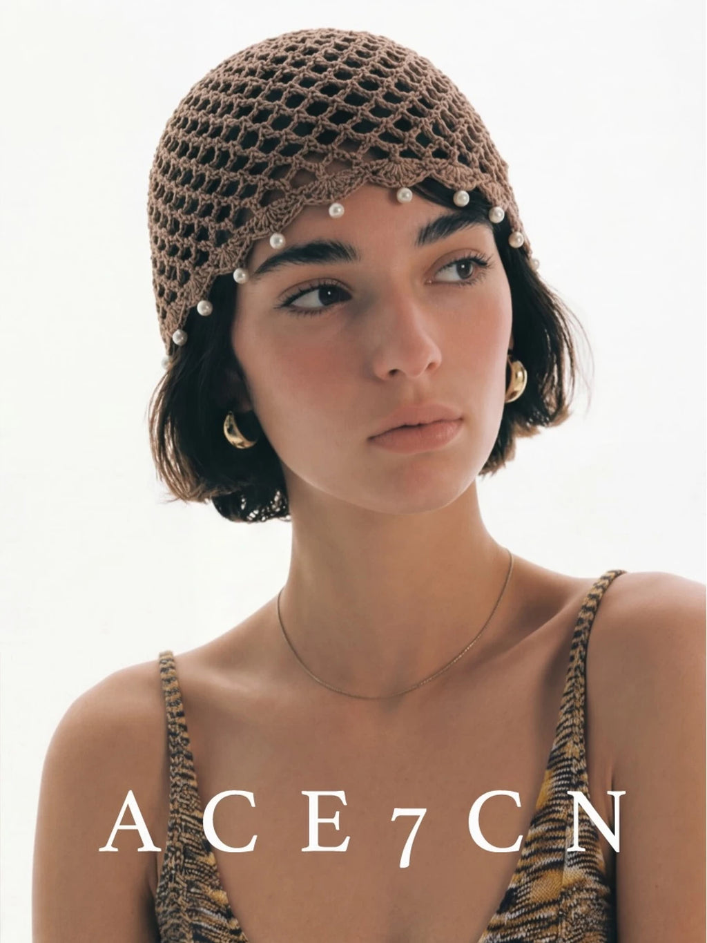 California Resort Hand-Crochet Openwork Knit Beanie Handmade
