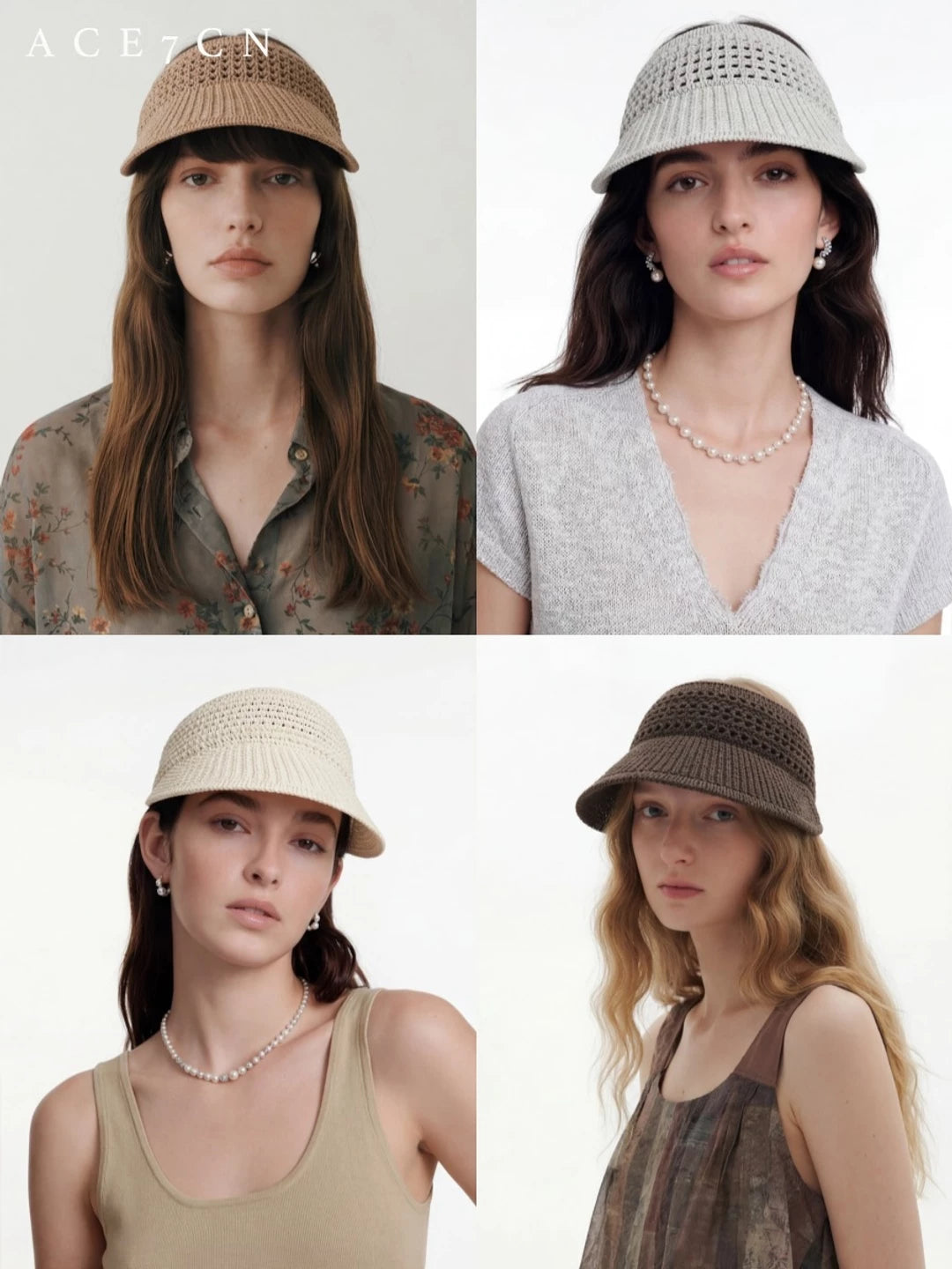 Korean Athleisure Visor Openwork Woven Wide-Brim Sun