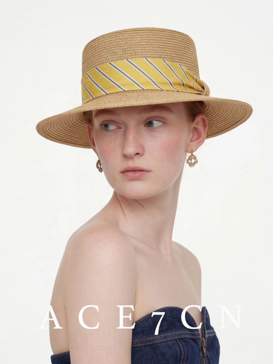 French Vintage Straw-Woven Sun Hat Resort Straw