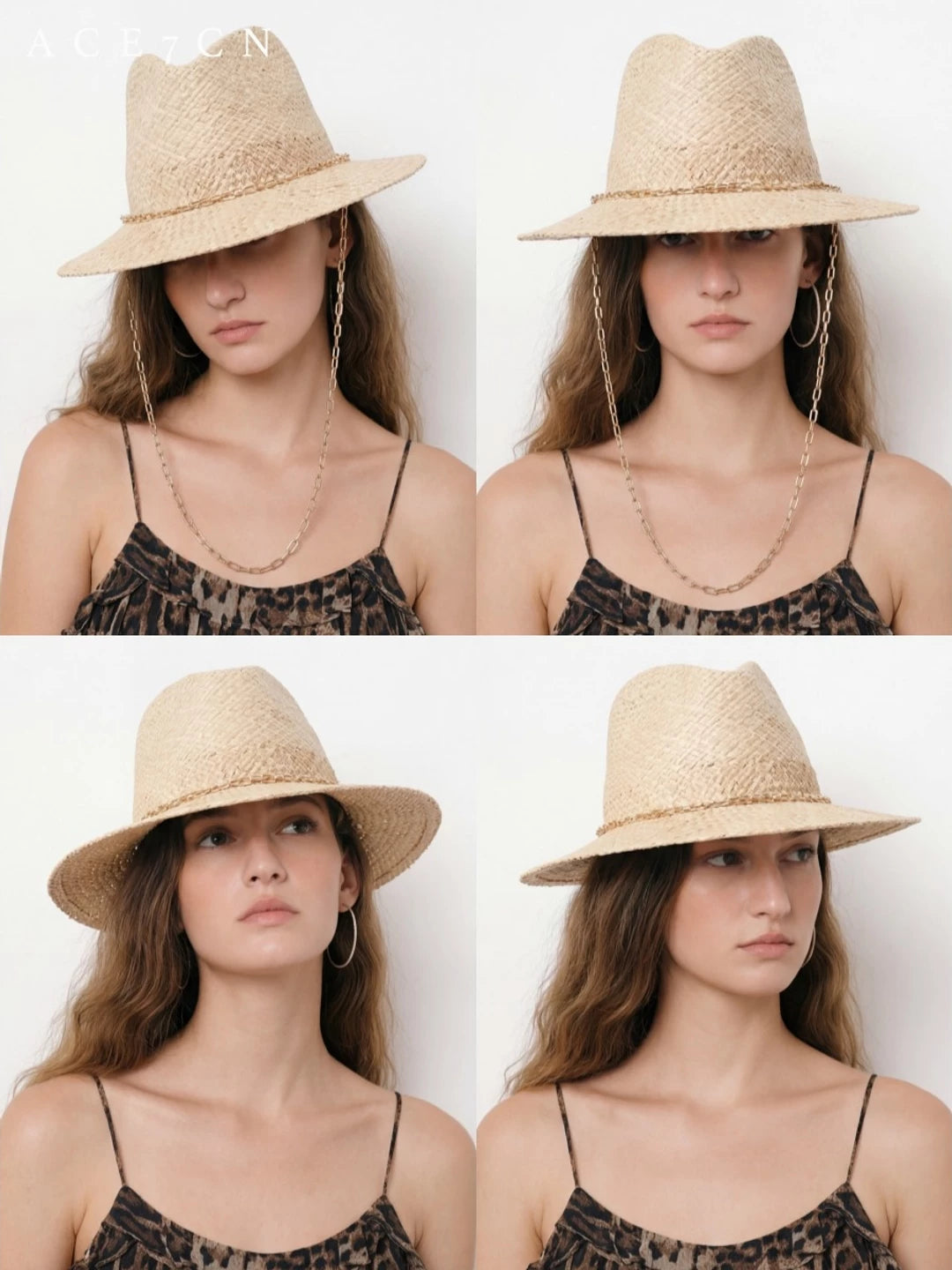 Italian Niche Light-Luxury Raffia Chain Dress Hat