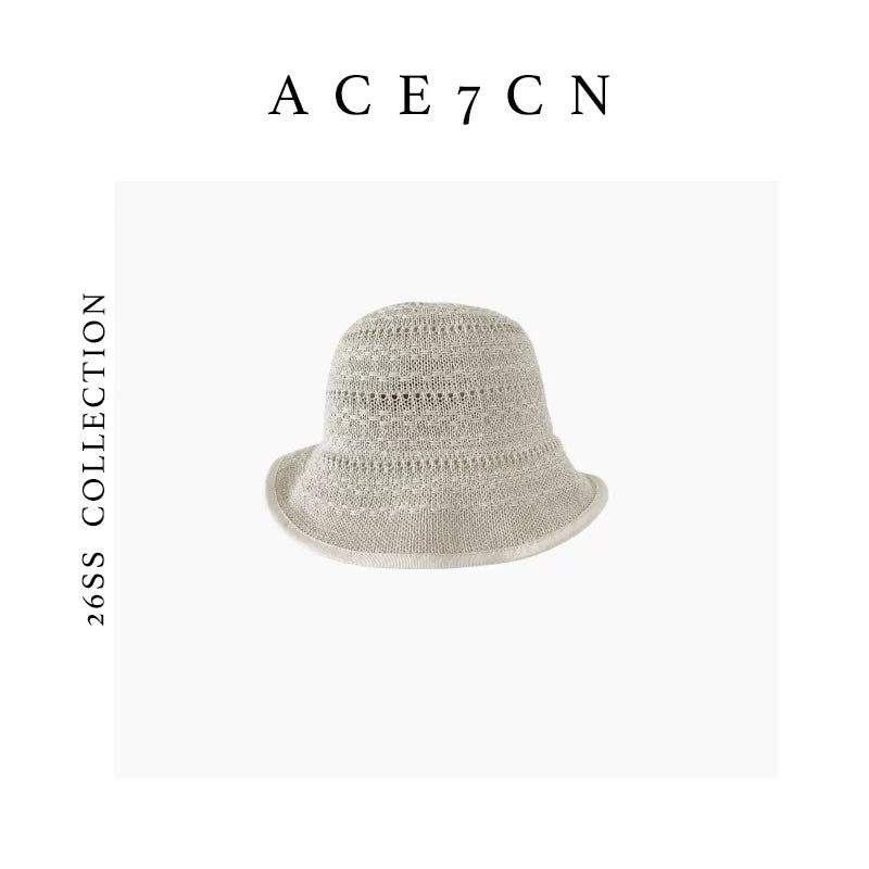 Japanese Niche Hand-Crochet Bucket Hat Openwork Breathable