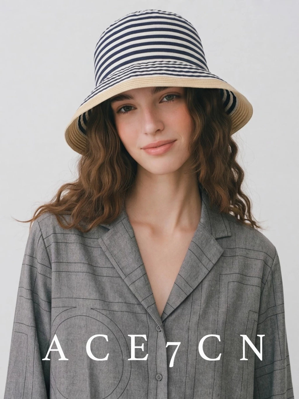 Foldable Portable Bucket Hat Japanese Wide-Brim Striped
