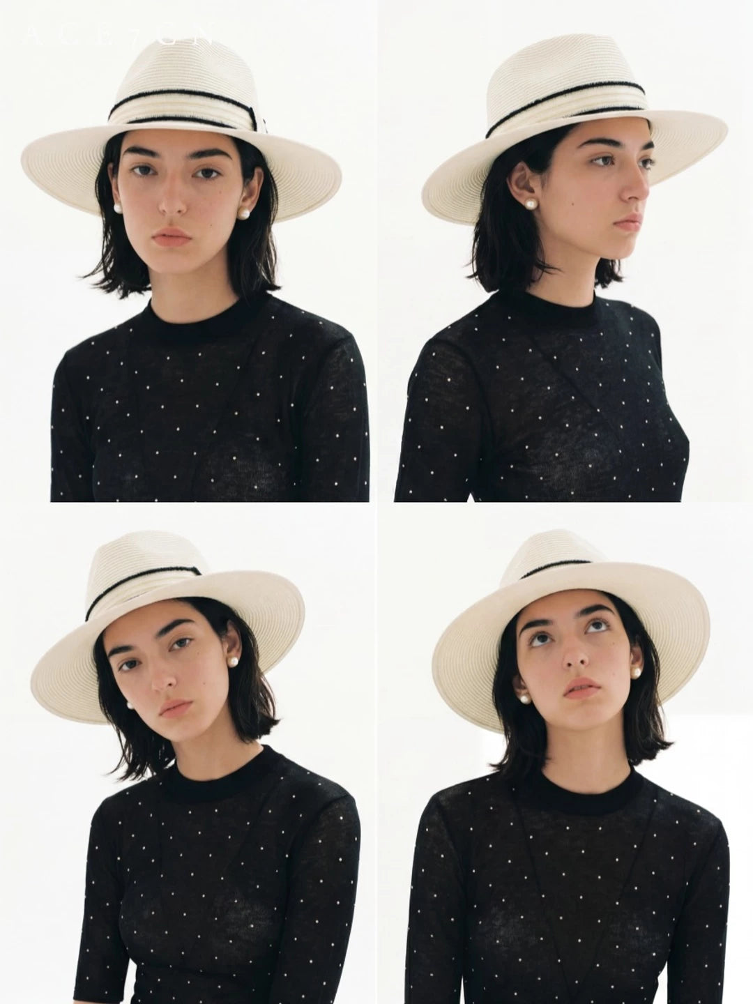 French Tweed Classic White Straw Hat Elegant