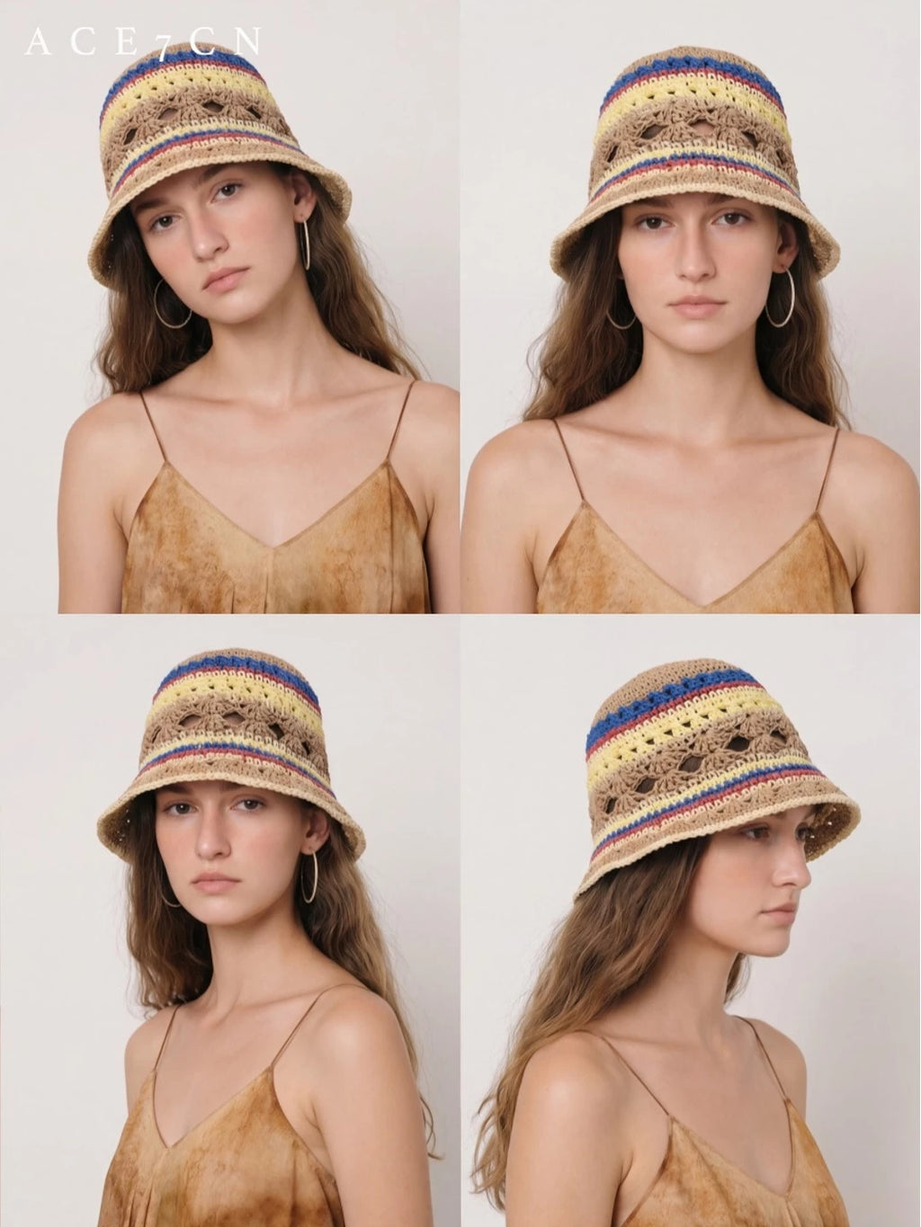 Nepalese Handmade Openwork Bucket Hat Breathable Women