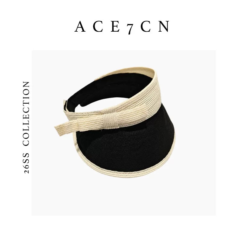 Light-French Hepburn Elegant Visor Bow Classic Black-White