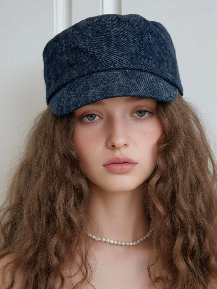 Vintage Denim British Newsboy Cap Women Autumn-Winter