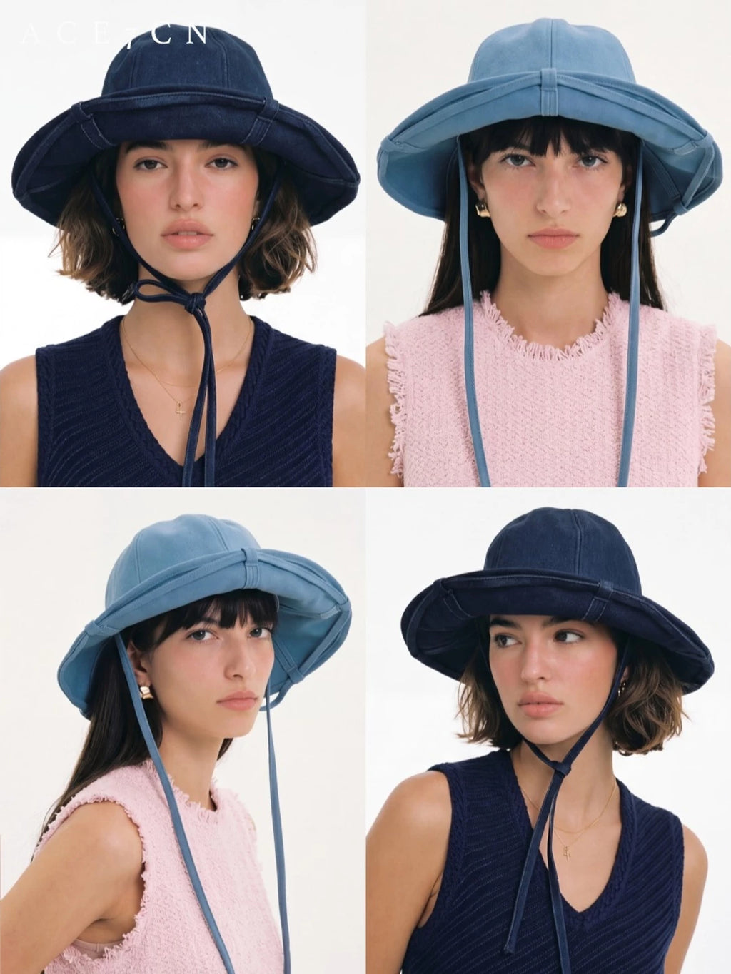 Chic Denim Hat Washed Denim Cotton Bucket