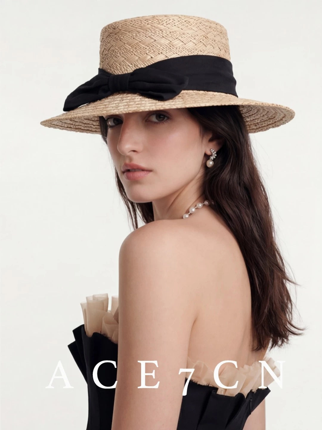 Natural Natural-Straw French Elegant Straw Hat Hepburn
