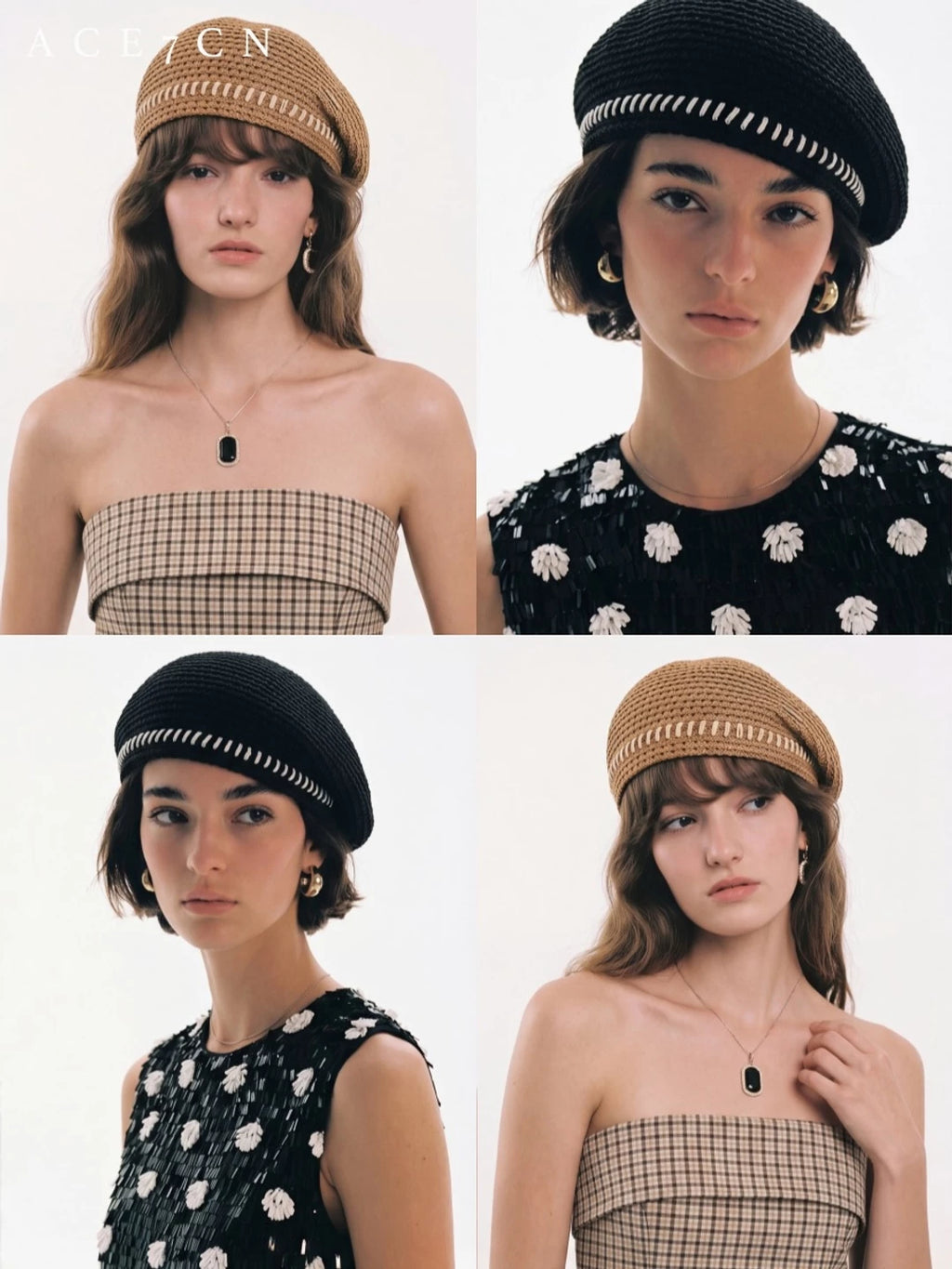 Japanese Niche Hand-Stitched Styling Beret Openwork Painter