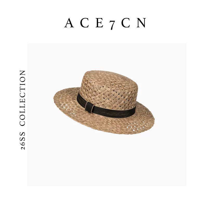 Korean High-Quality Seagrass Handmade Straw Hat Hepburn