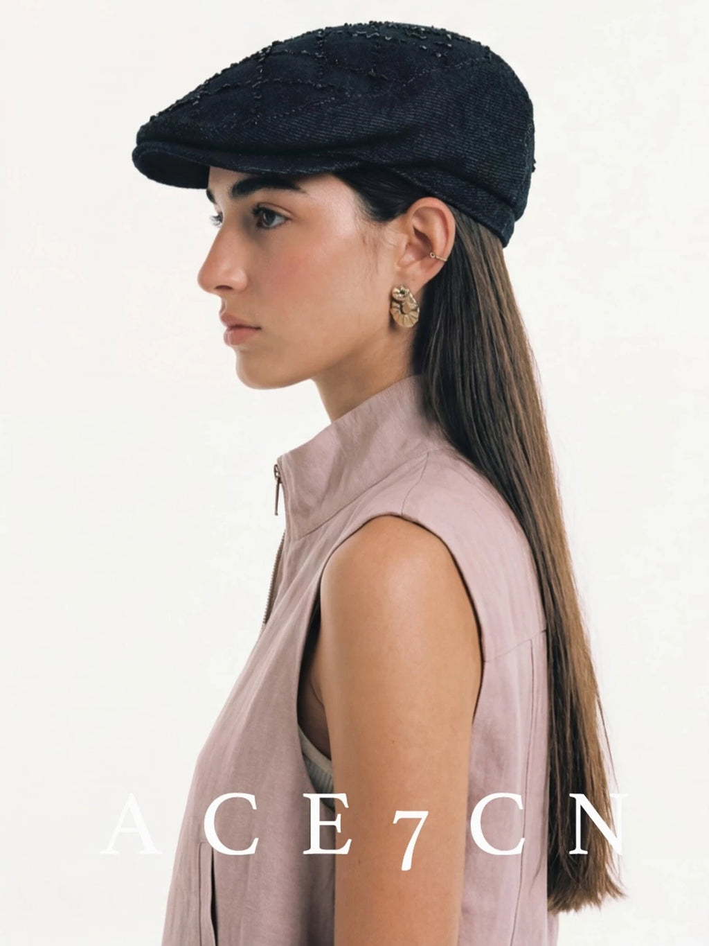 British Urban Chic Denim Flat Cap Subtle-Glitter
