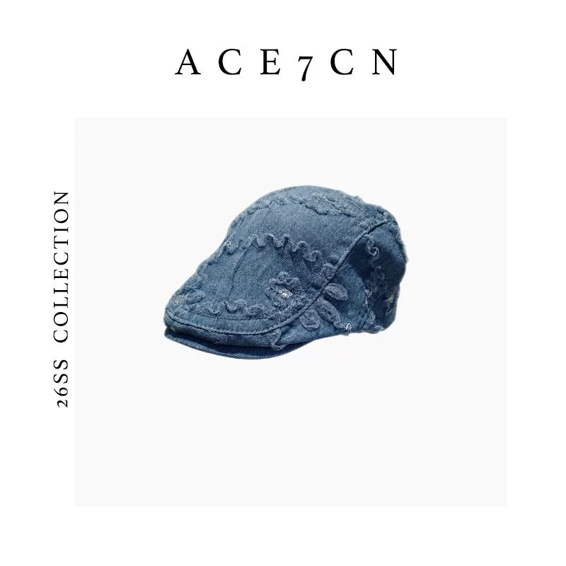 British Old-Money Elegant Flat Cap Denim Styling