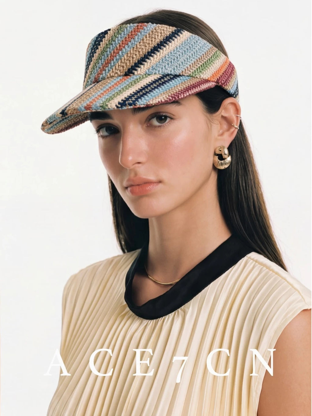 Athleisure Visor Colorful Striped Sun Hat Breathable