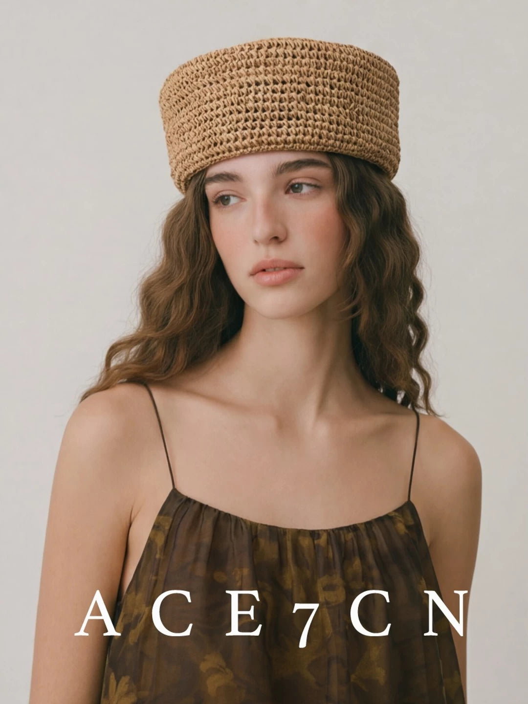 British Vintage pillbox Hat Openwork Straw-Woven Round-Top