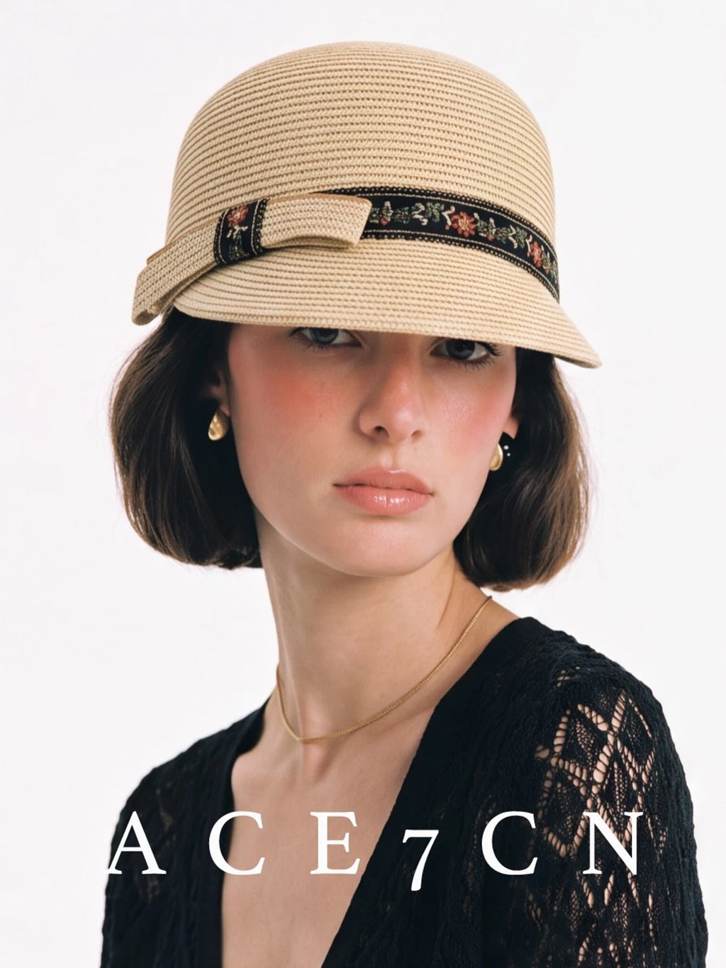 Japanese Niche Old-Money Vintage Straw-Woven Equestrian Hat