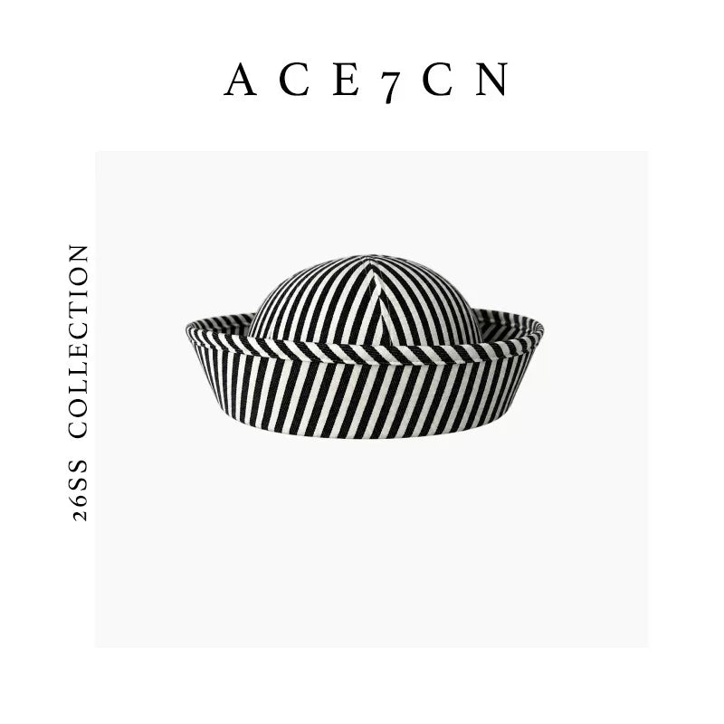 Nordic Niche Striped Roll-Brim Pillbox Hat Sailor