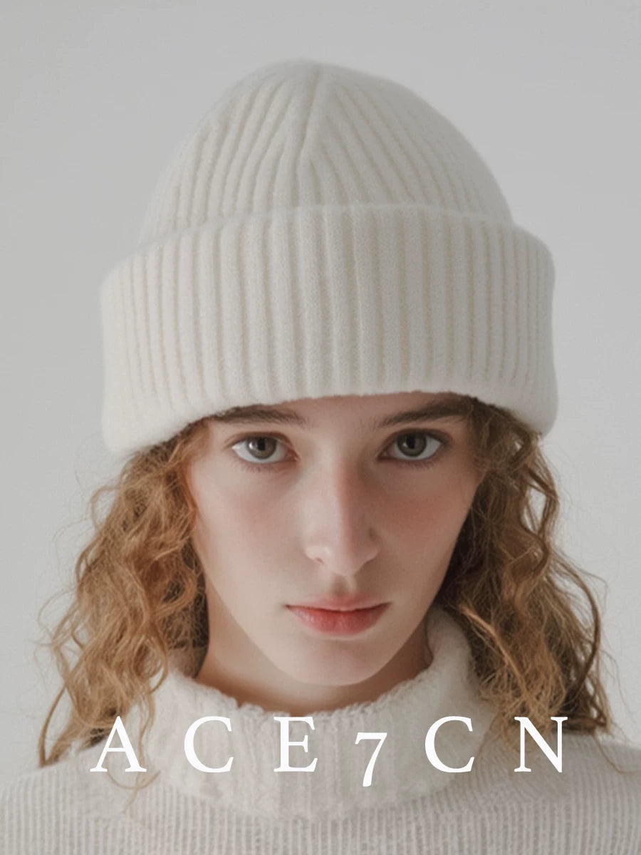 12-Color Nordic Classic Roll-Brim Knit Beanie Autumn-Winter