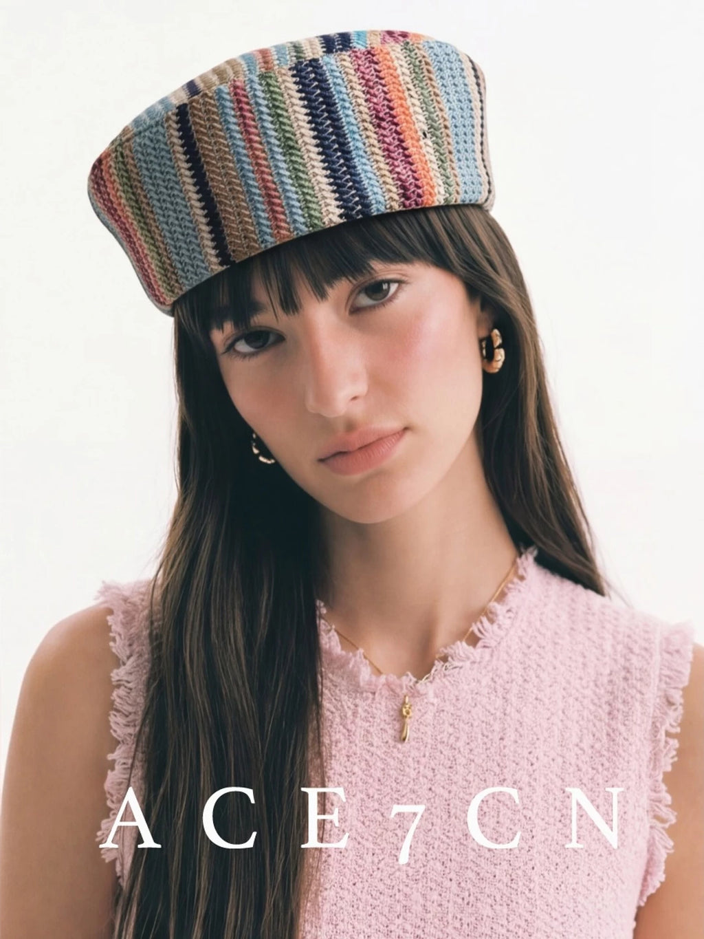 Runway Niche Relaxed Striped Pillbox Hat Tweed