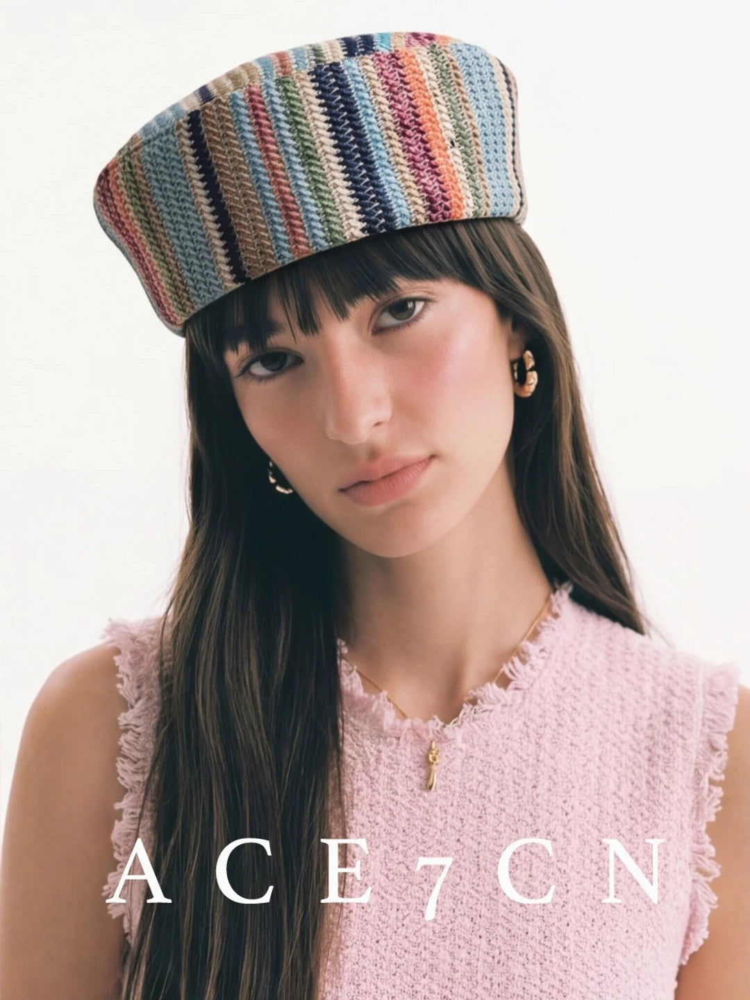 Runway Niche Relaxed Striped Pillbox Hat Tweed