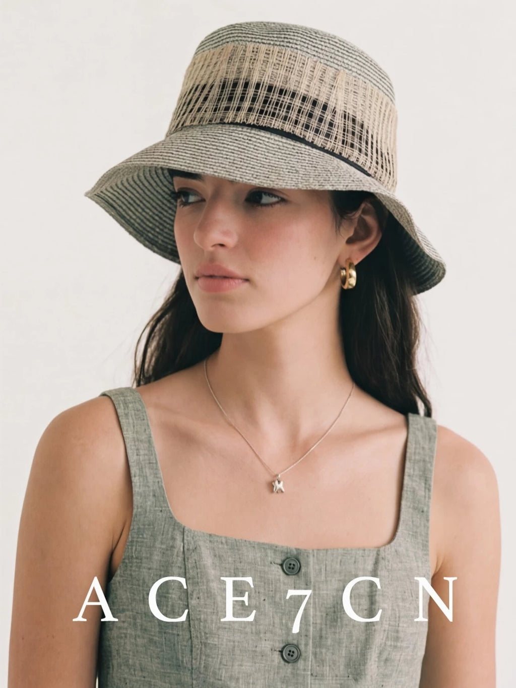 Light-French Straw Hat Classic Tweed Runway Resort
