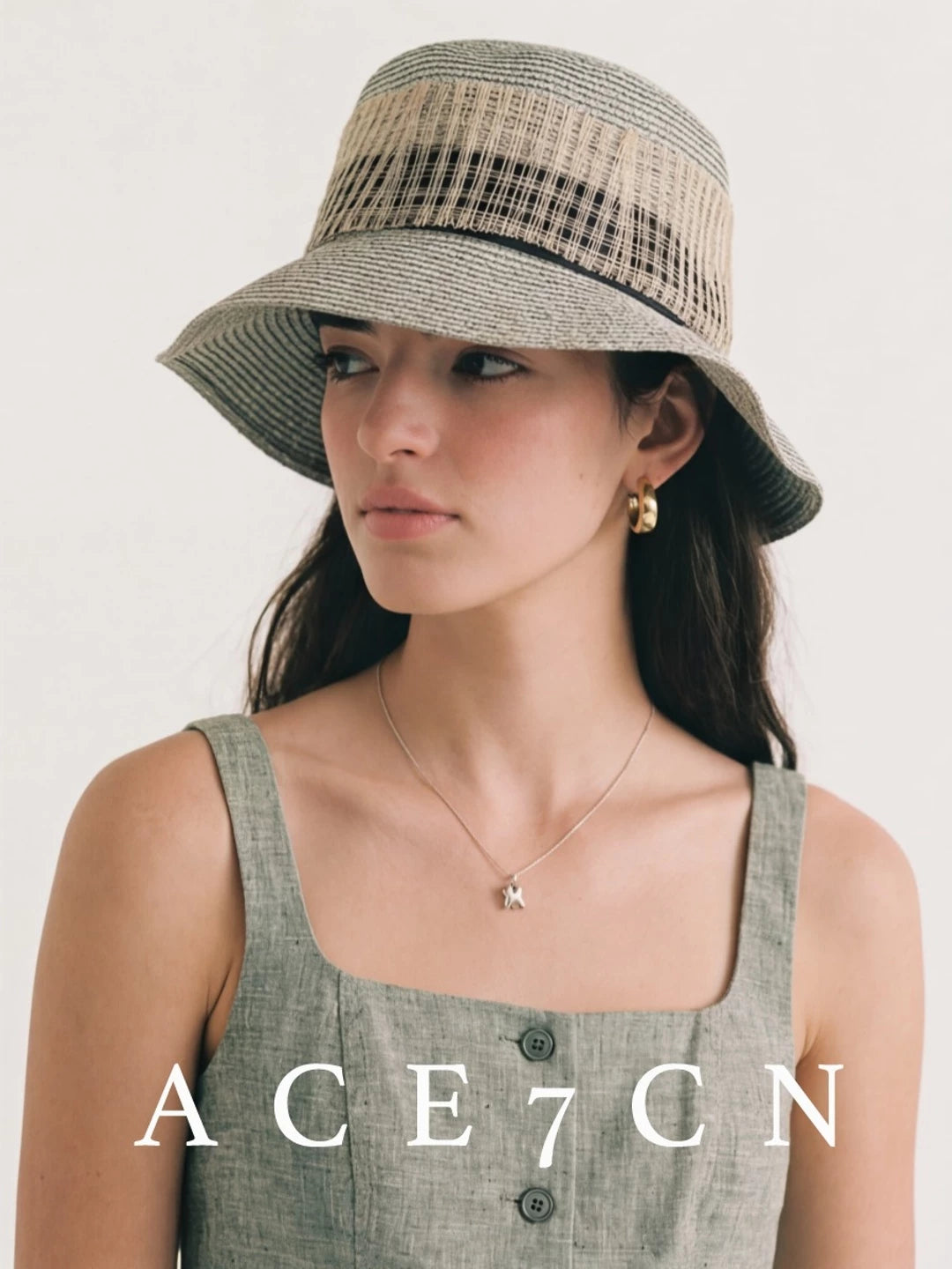 Light-French Straw Hat Classic Tweed Runway Resort