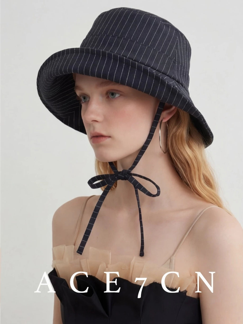 Japanese Niche Bucket Hat Wide-Brim Striped Bucket