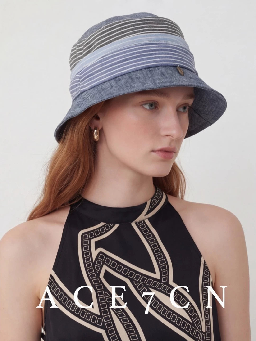 Nordic Niche Designer Multi-Stripe Bucket Hat Color-Block