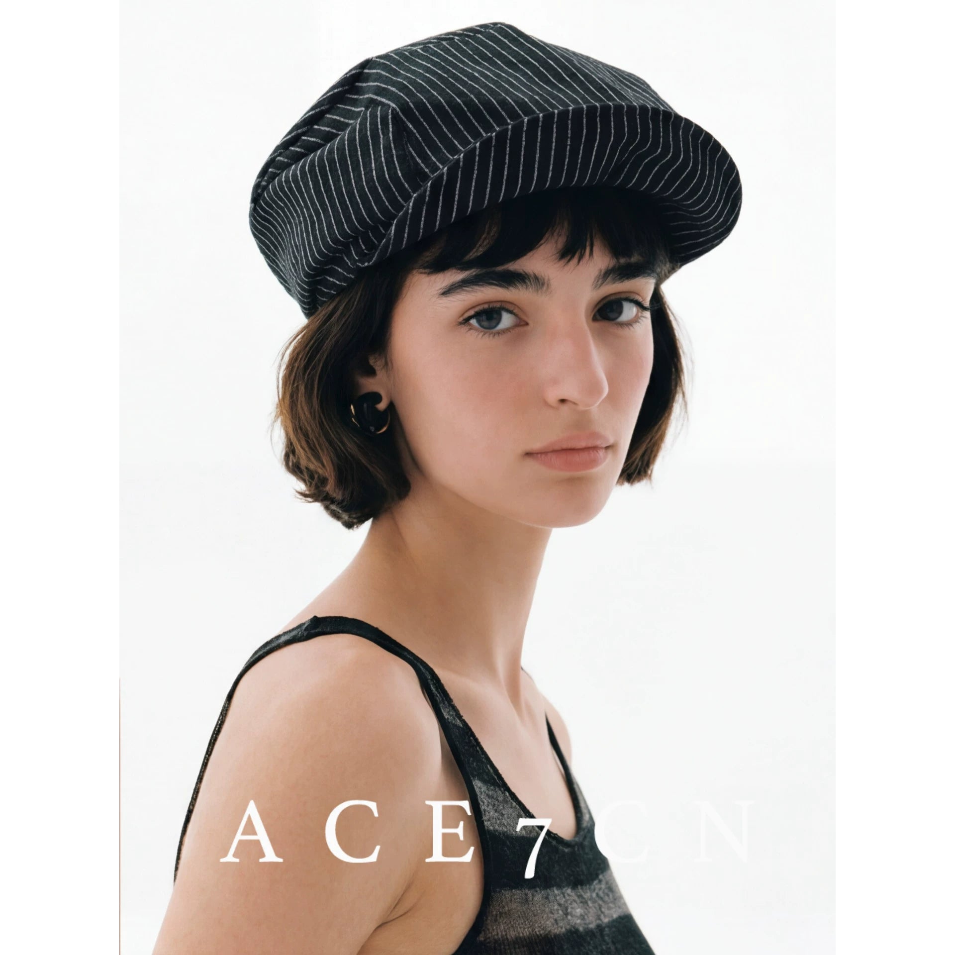 Japanese Niche Cloud Hat Striped Roll-Brim Newsboy