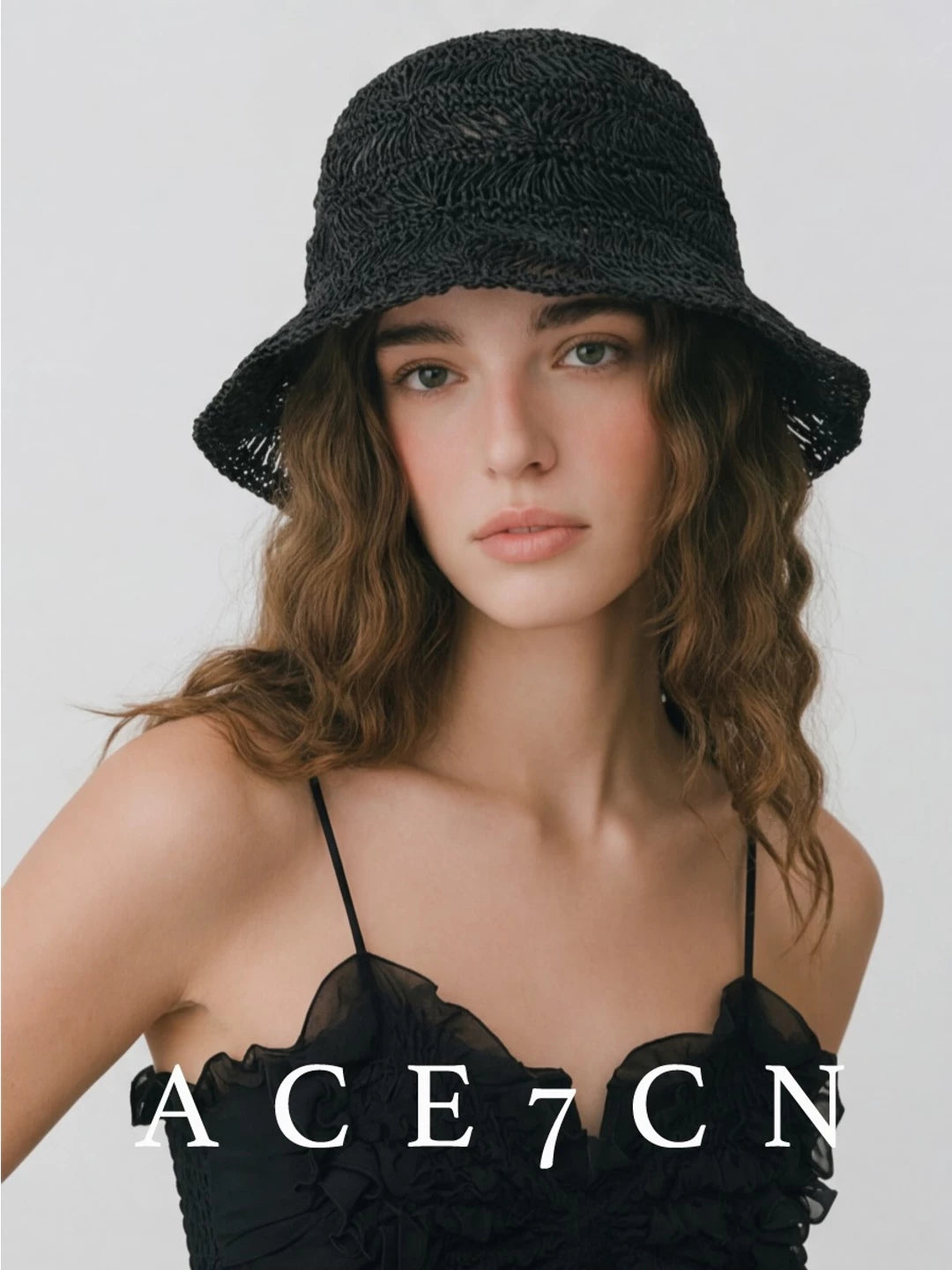 Lightweight Openwork Woven Bucket Hat Breathable Soft