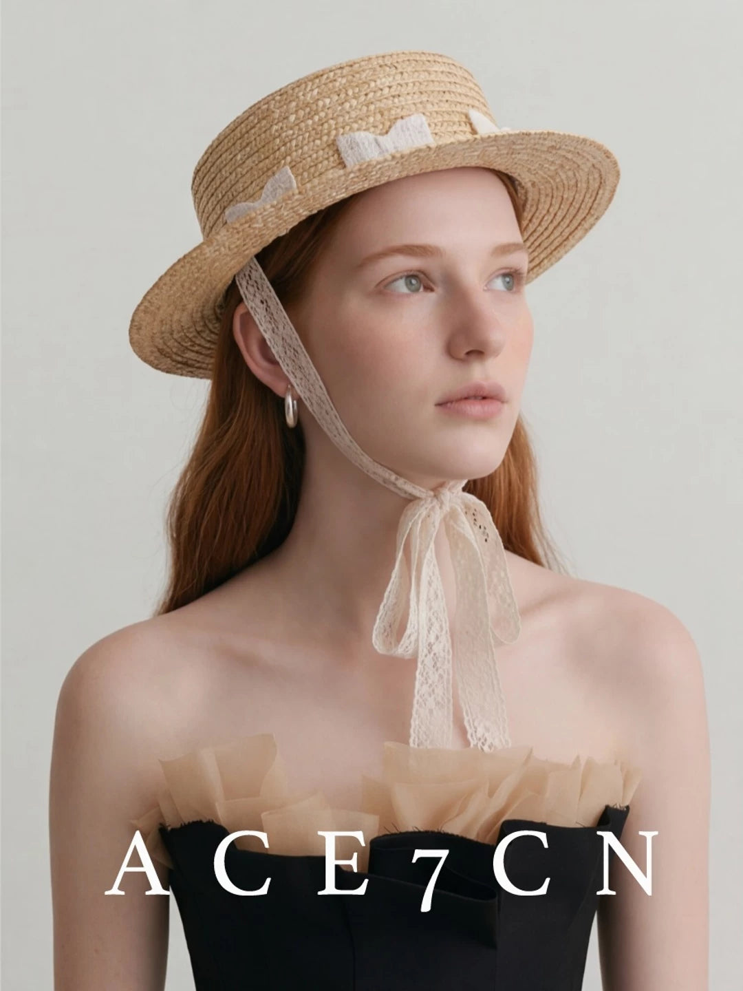 Parisian Natural Wheat-Straw Straw Hat Hand-Woven Bow