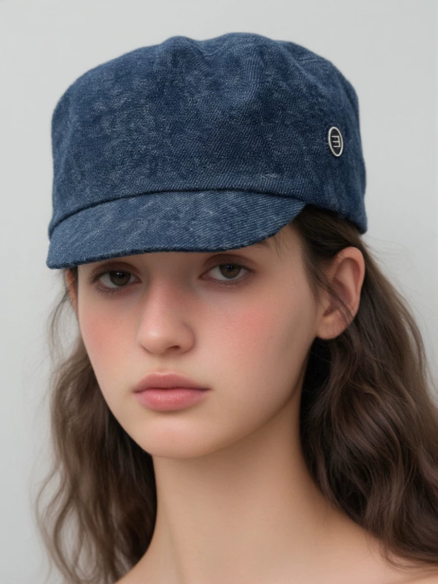 Vintage Denim British Newsboy Cap Women Autumn-Winter