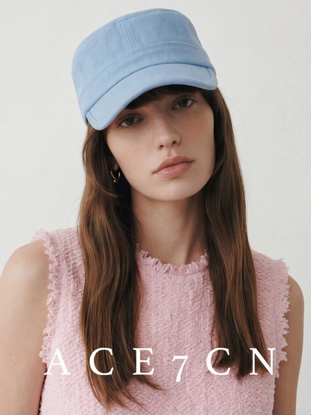 Urban Chic Casual Riding Hat Denim Flat-Top