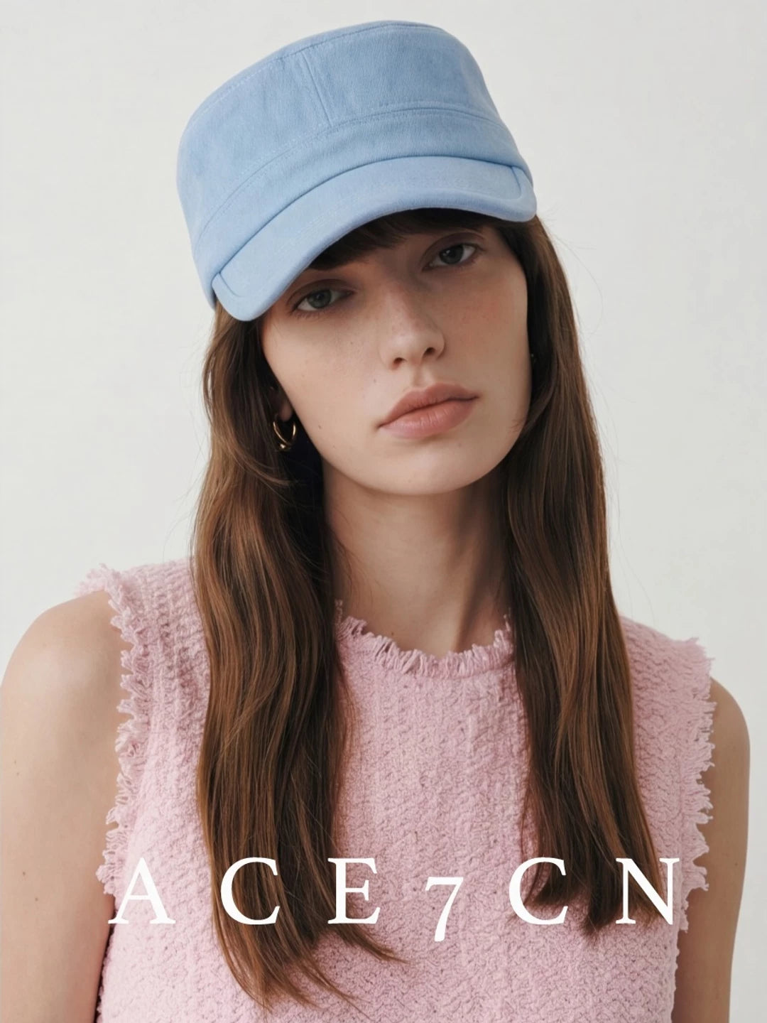Urban Chic Casual Riding Hat Denim Flat-Top