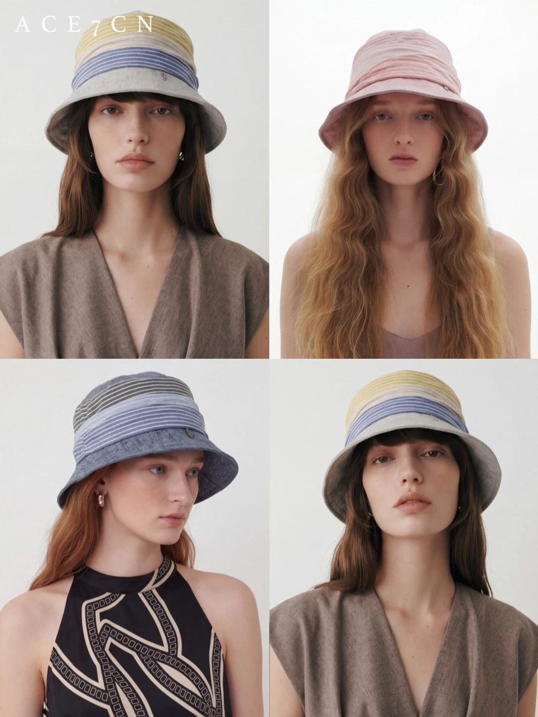 Nordic Niche Designer Multi-Stripe Bucket Hat Color-Block