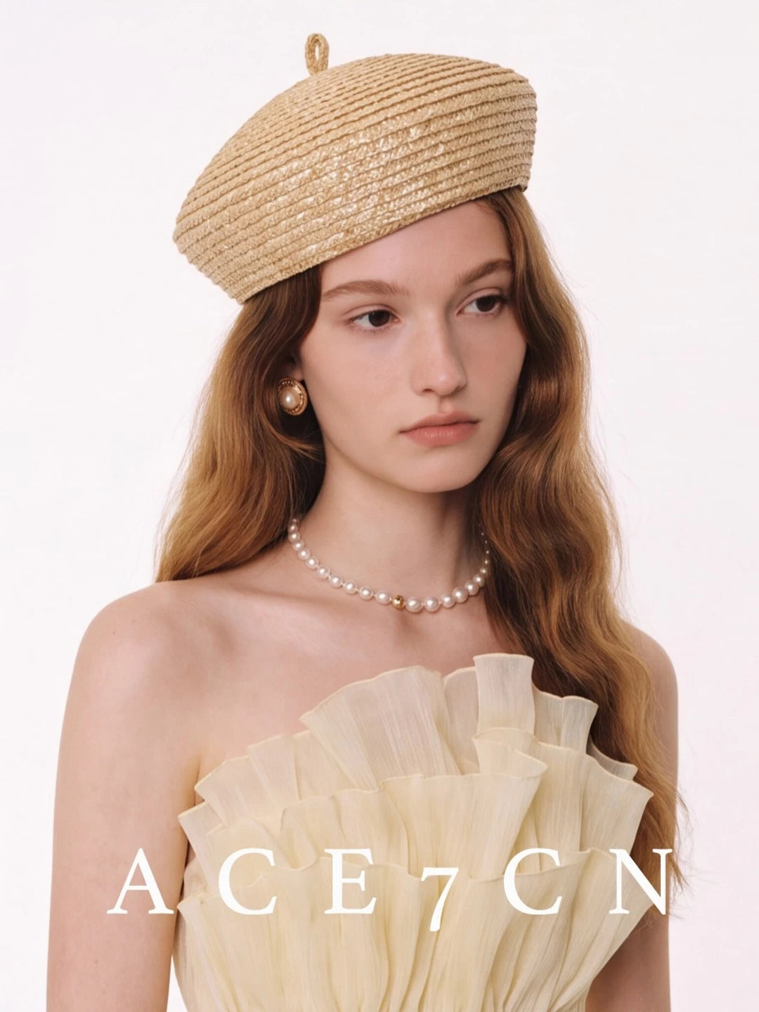 Parisian Elegant Straw-Woven Pillbox Hat Wheat-Straw Beret