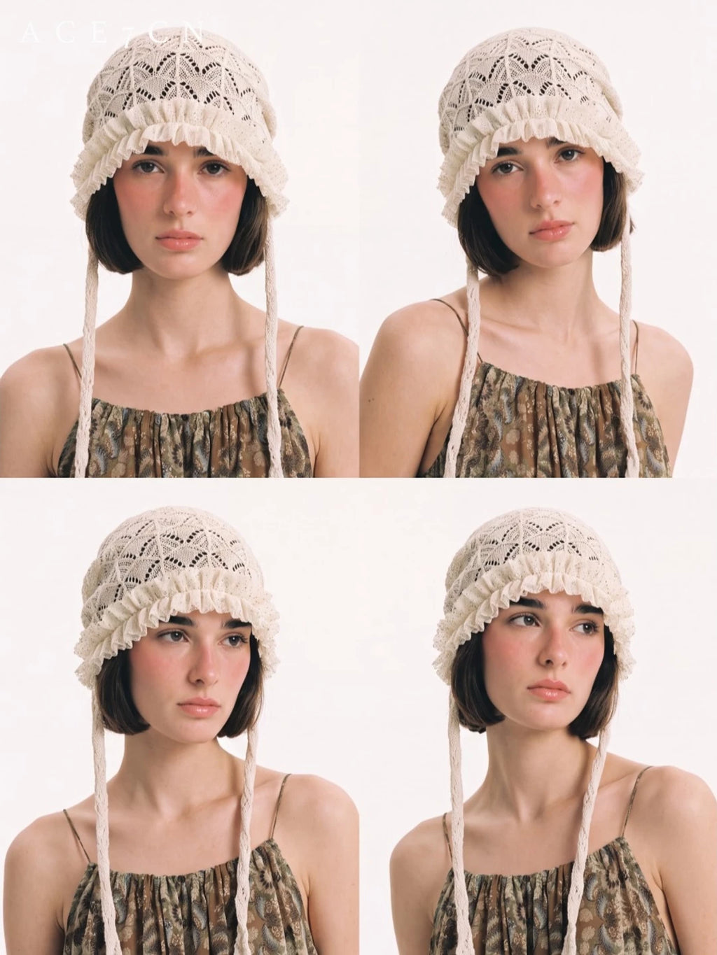French Vintage Elegant Openwork Hand-Crochet Hat Lace